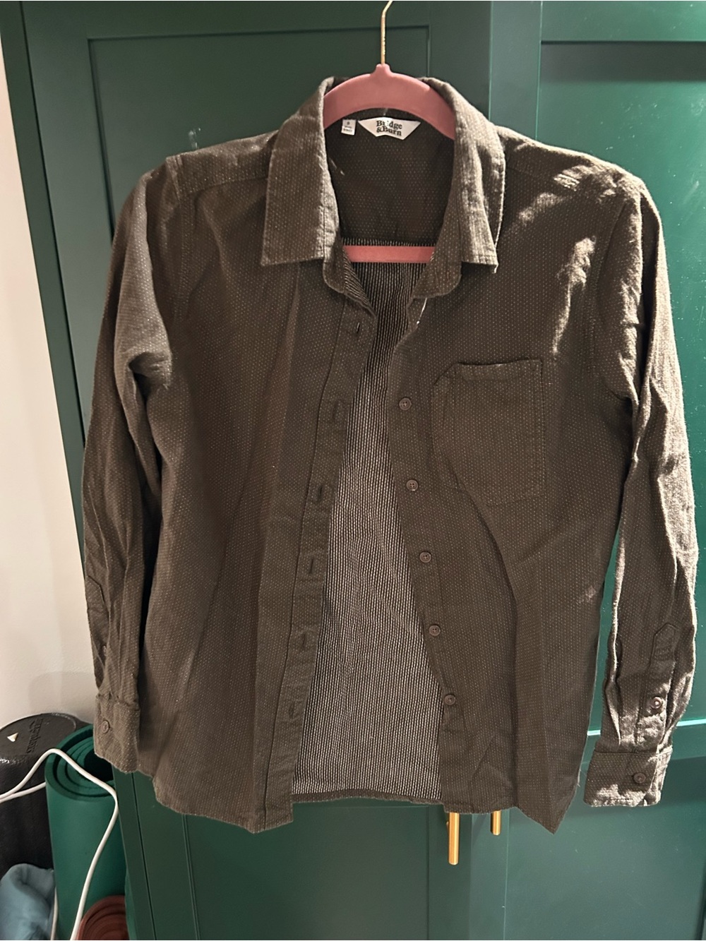 bridge & burn | olive green button down textured fabric 100% cotton